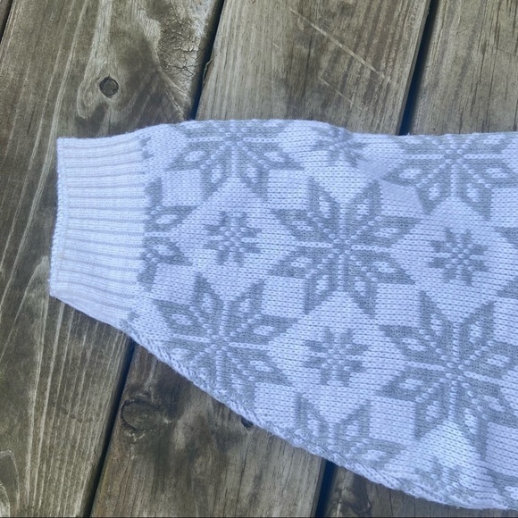 ** VTG Garland USA Gray white Snowflake mock neck pullover sweater - Picture 9 of 9